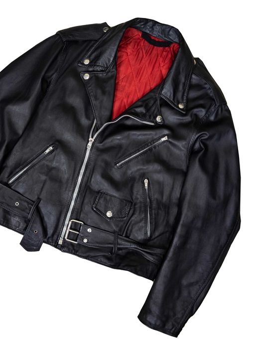 Винтажная итальянская мужская кожаная куртка косуха 70-х, мотокуртка