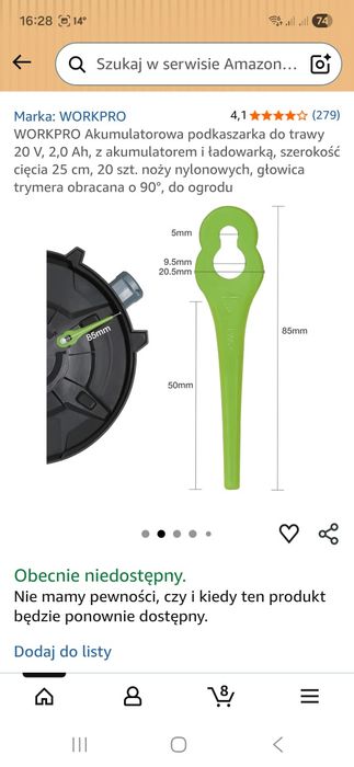 Podkaszarka akumulatorowa + akumulator i ładowarka