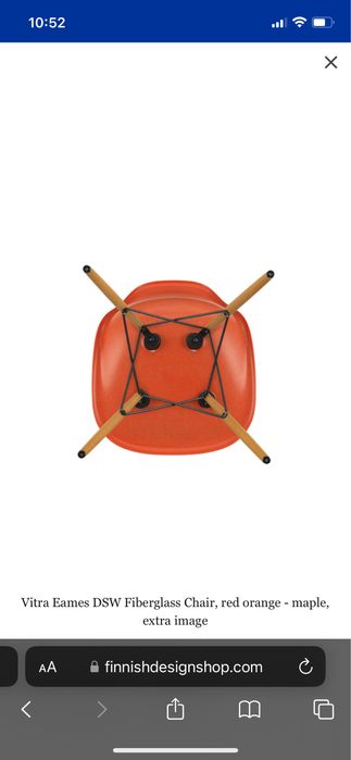 Krzeslo Vitra DSW seria Eames Pomaranczowe