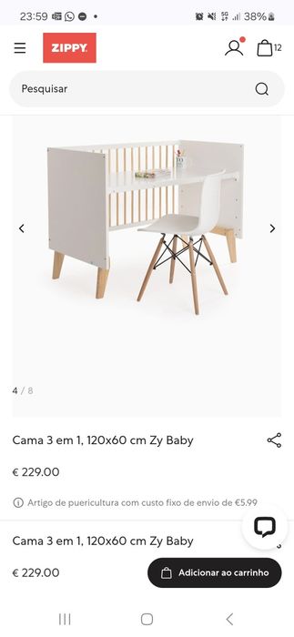 Berço - Cama 3 em 1, 120x60 cm Zy Baby com colchão