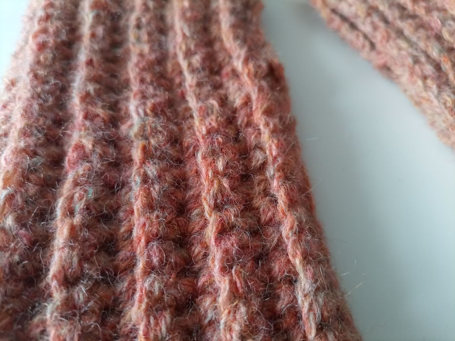 Handmade długie mitenki rękawiczki pomarańczowe grube