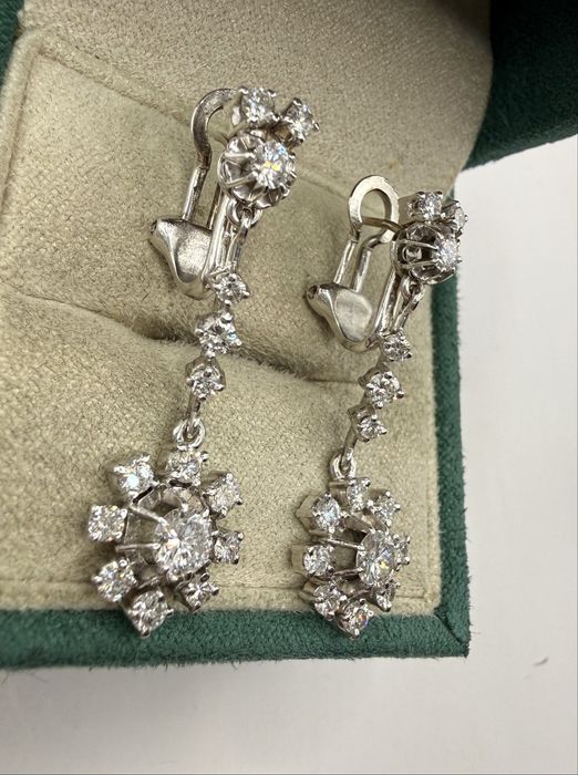 Złote kolczyki 750 z diamentami 2,34ct VS1-VS2/G-I