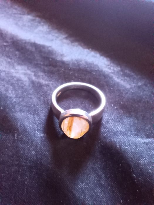 Anel de prata 925, com cristal rutilo