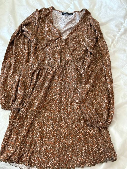 Vestido estampado castanho pull&bear