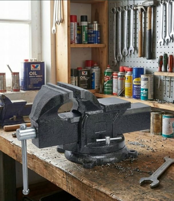 Imadło Ślusarskie Warsztatowe 125mm Obrotowe z Kowadło Żeliwne Stołowe