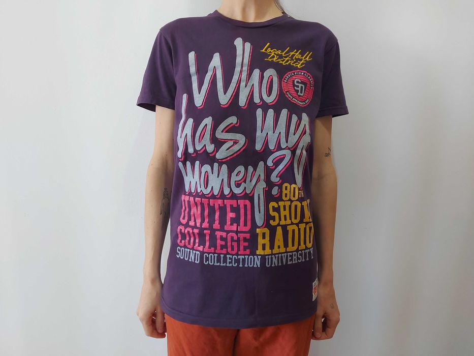 Xdye Co fioletowa koszulka bawełniana damska, rozmiar S