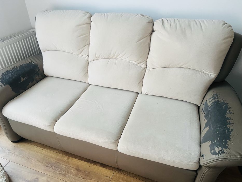 Sofa/kanapa rozkladana z funkcja spania - uzywana bezowa 190cm