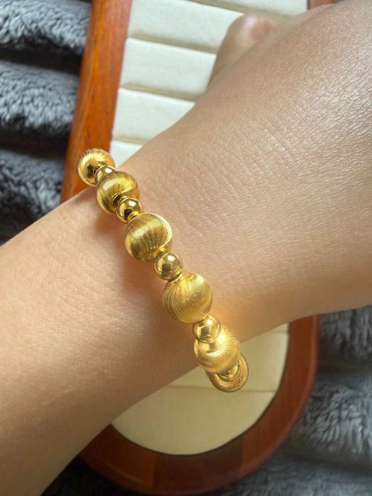 Pulseira Olho de Gato Prata 925 Banhada a Ouro Bracelet 7mm