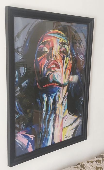 Quadro pintura tela tecido moldura mulher abstrata 57x77 cm