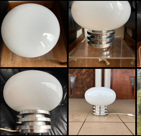 Doria lampa stołowa Space Age. Szklo opalowe