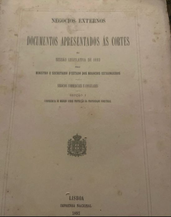 Lote de 7 volumes documentos apresentados as Cortes 1893
