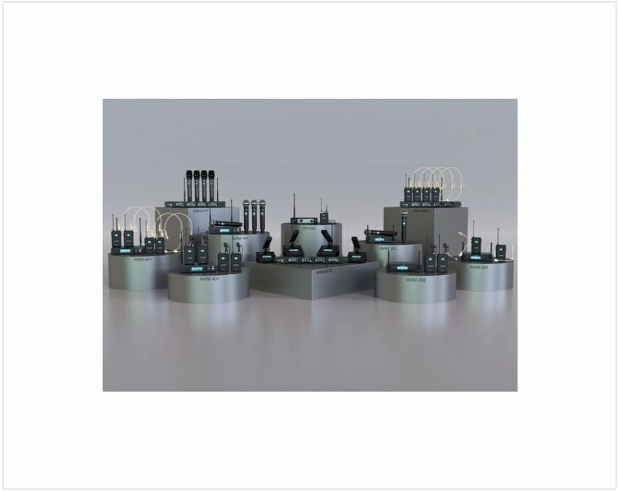 Conjunto de 4 Microfones sem fios com headset profissionais