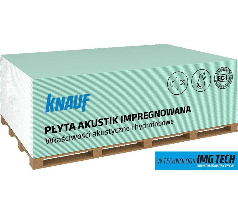 Knauf Płyta GK AKUSTIK impregnowana 14 sztuk, ATLAS BONDER+ GRATIS