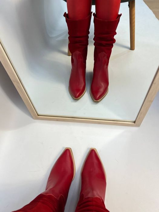 Сапоги казаки, натуральна шкіра замша 38р