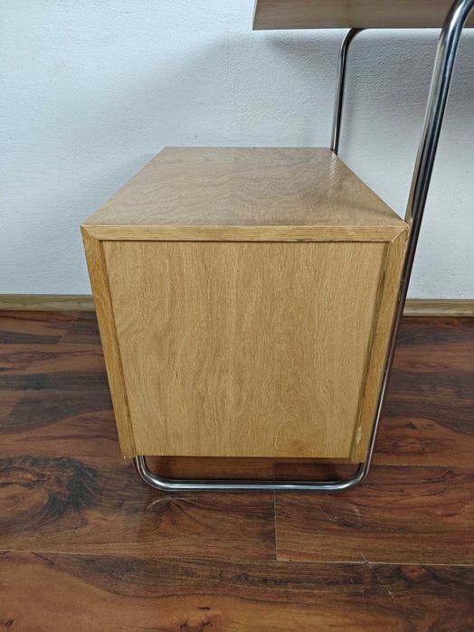 Biurko Chrom Naturalny Dąb Modernizm Bauhaus Art Deco