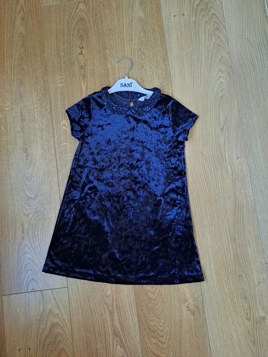 Нарядное бархатное синее платье для девочки