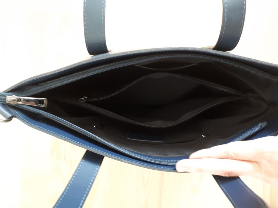Granatowa skórzana torba shopper Toscanio