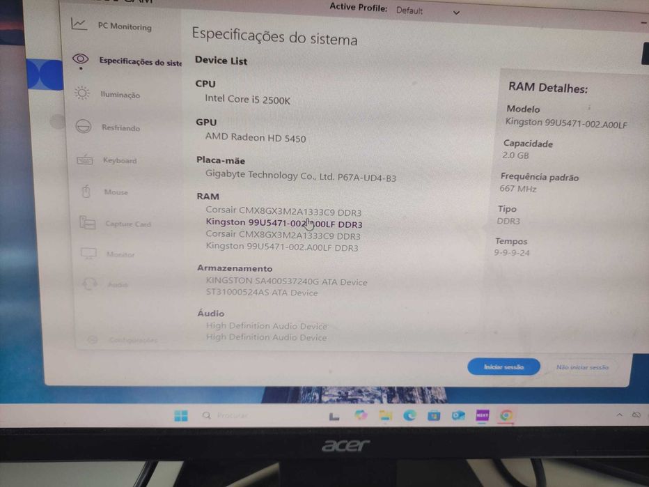 Computador + Monitor + Teclado + Rato + Impressora