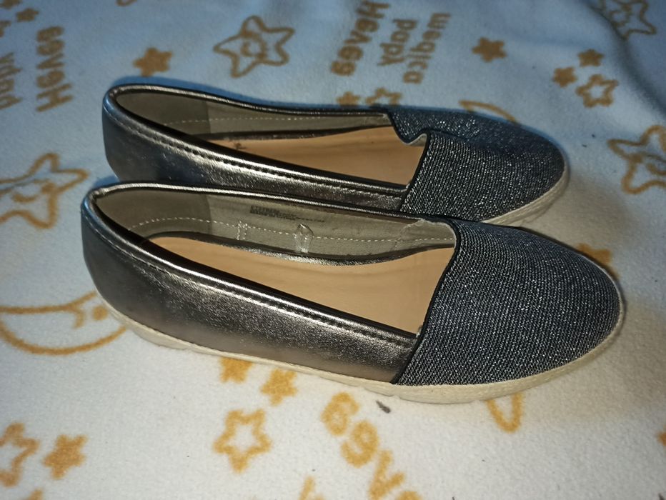 Espadryle szare - brokatowe r 38