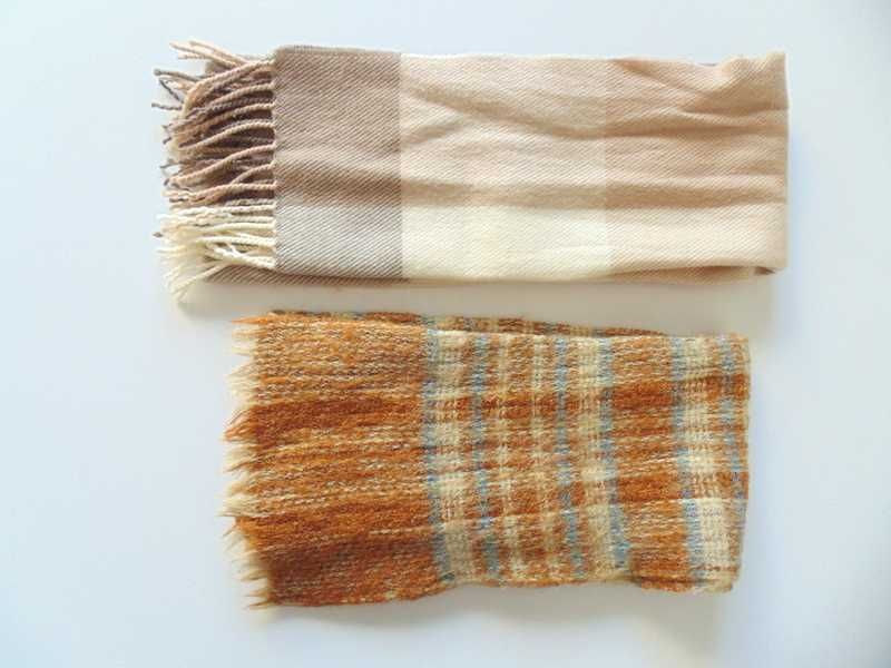 Szale męskie zimowe w odcieniach brązu i beżu - 2 sztuki