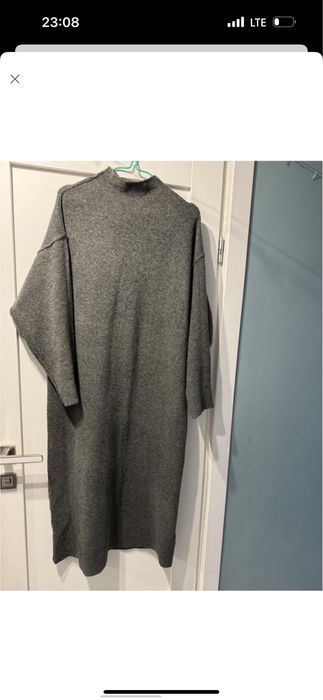 Тепла сіра базова сукня плаття zara s m l, мілі