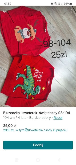 Sweterek i bluzeczka świąteczna 98-104
