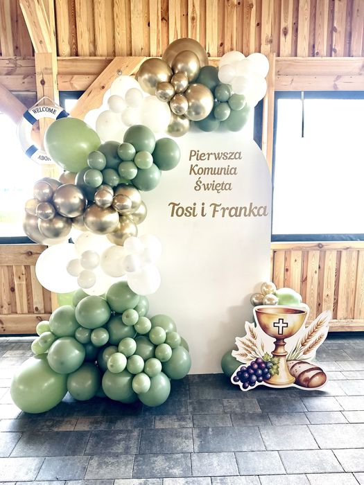 Dekoracja balony ścianka komunia