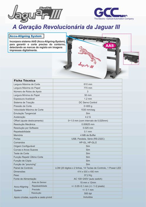 Plotter de Corte Marca GCC Modelo Jaguar III