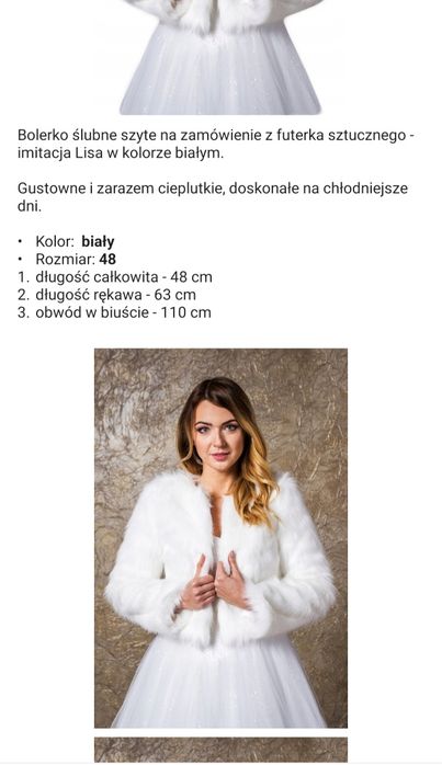 Sprzedam bolerko ślubne