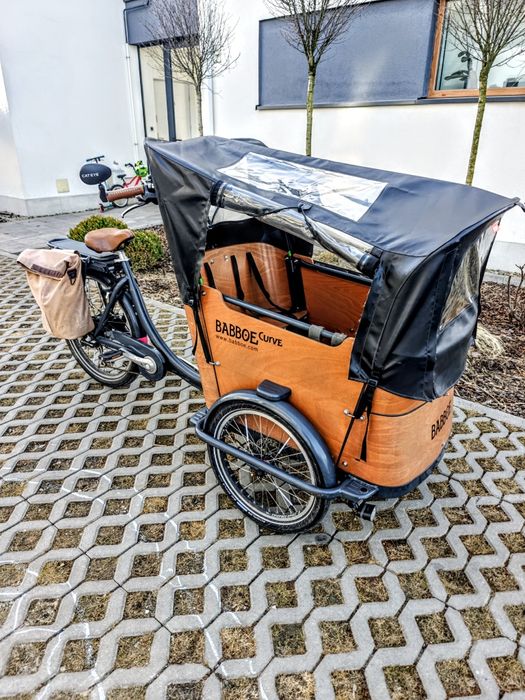 Babboe Curve E elektryczne cargo 4 dzieci – namiot, sakwa,