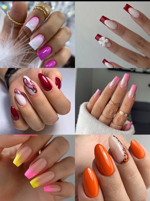 Manicure żelowy dopełnienie przedłużenie paznokcie modele