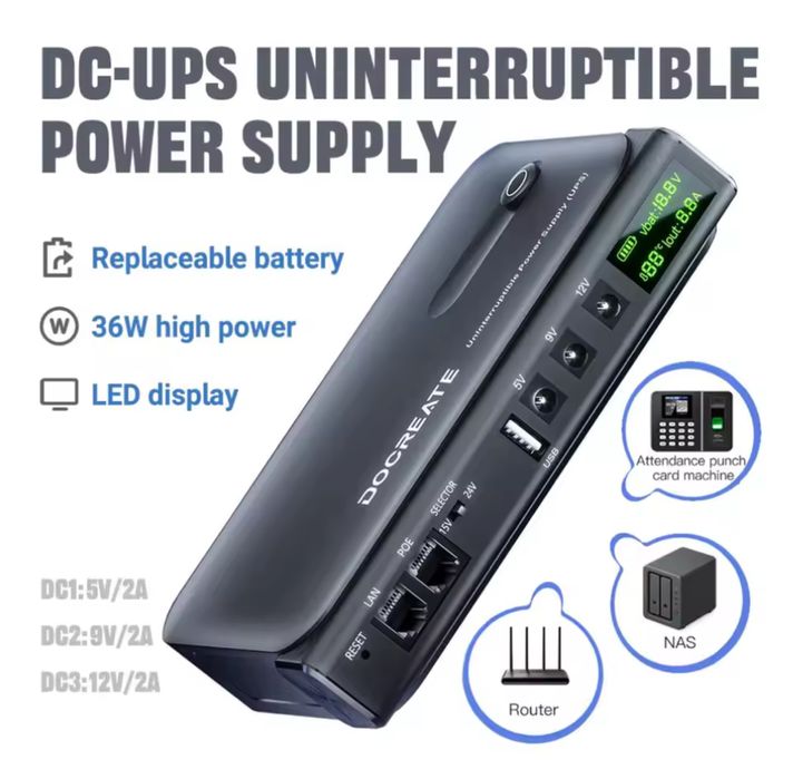ДБЖ для роутера( UPS).  безперебійник до Wi-Fi, DOCREATE 36W