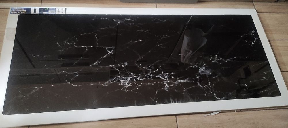 Obraz na szkle 125x50 czarny marmur