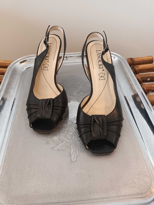 buty pantofle szpileczki,  wygodne, rozmiar 35, skóra okazja, Lasocki