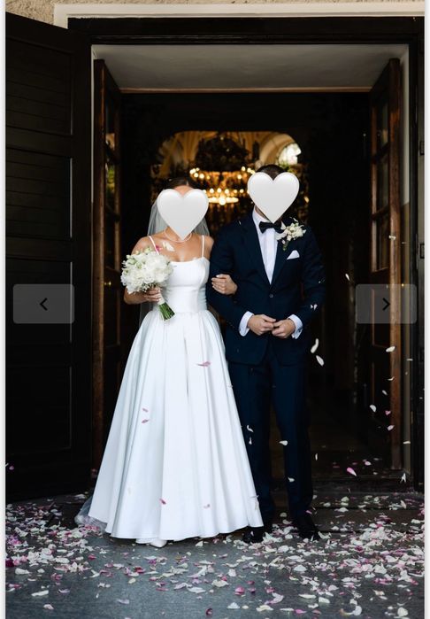 Suknia ślubna gładka minimalistyczna mikado