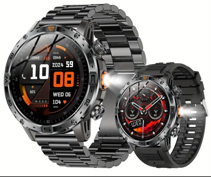 Smartwatch 1000mah, czarny+kompas, ciśnienie krwi, puls, natlenienie+bransoleta