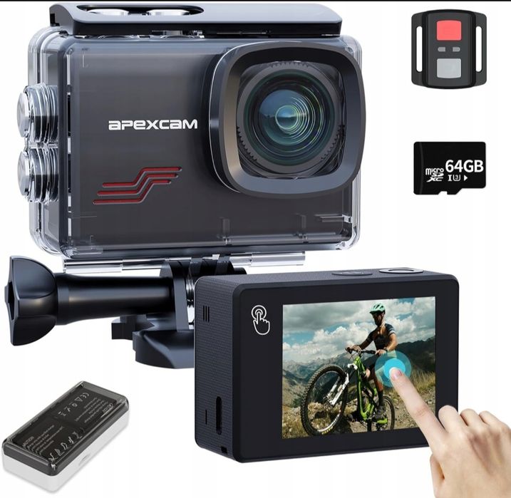 Kamera Sportowa Apexcam M80PRO 4K WiFi dotyk pilot 40M + karta 64GB