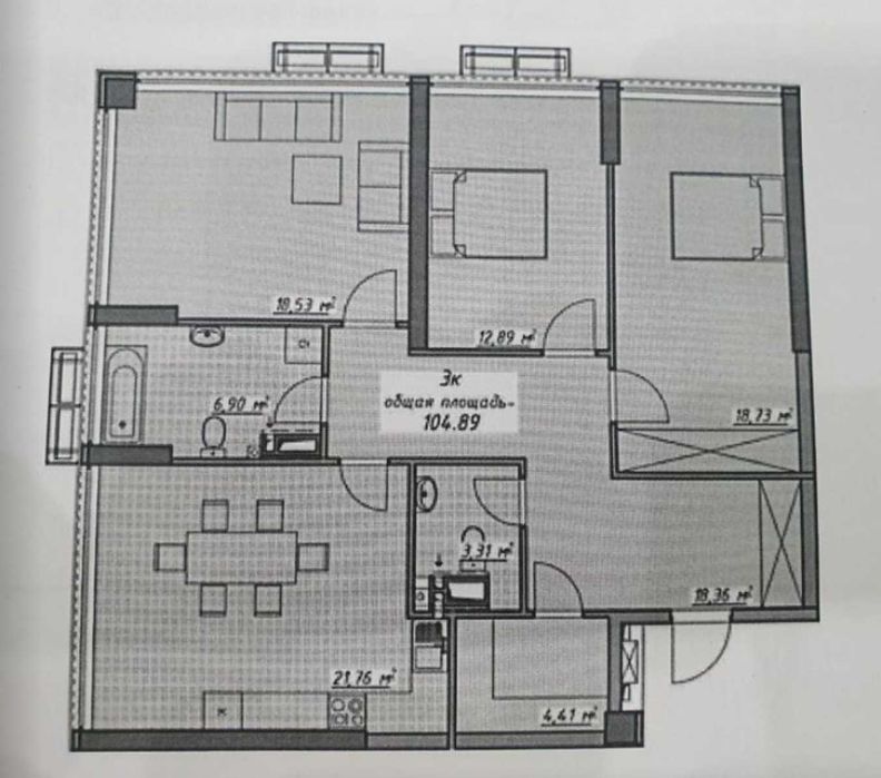 3-комн. квартира 105м. ЖК Атмосфера/ Аркадия/ Курортный