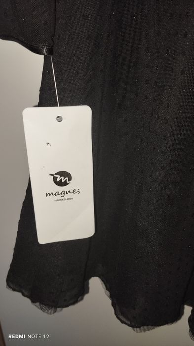 Sukienka czarna w kropeczki Magnes M komunia chrzest wesele