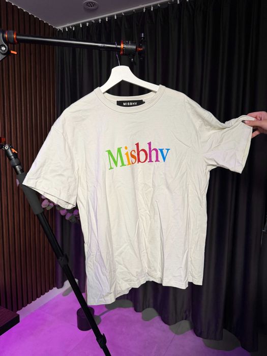 Koszulka MISBHV logo tęczowe kremowa t-shirt rozmiar L