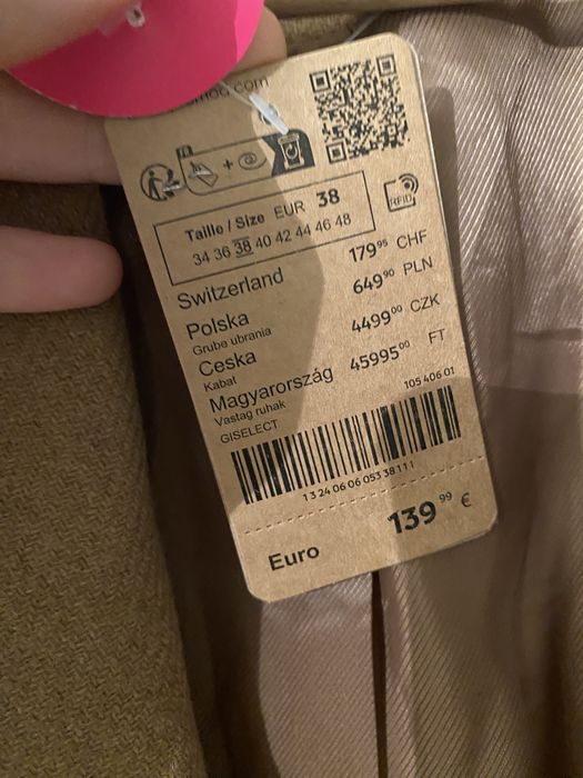 Nowy plaszcz welniany gisele marki promod M 38 karmelowy