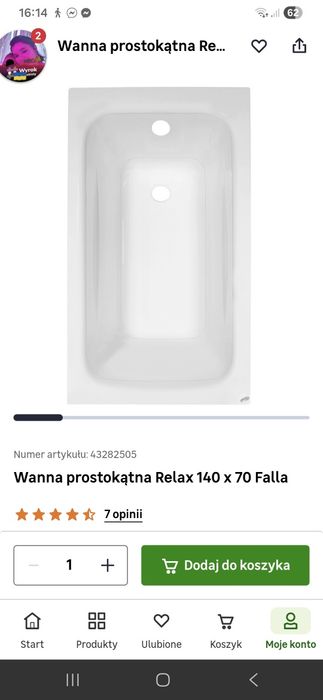 Nowa Wanna 140/70