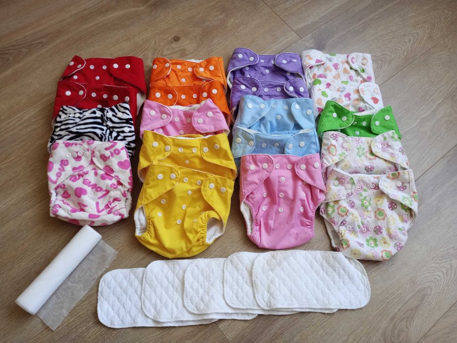Zestaw 19 otulaczy/pampersy/pieluchy wielorazowe + wkłady