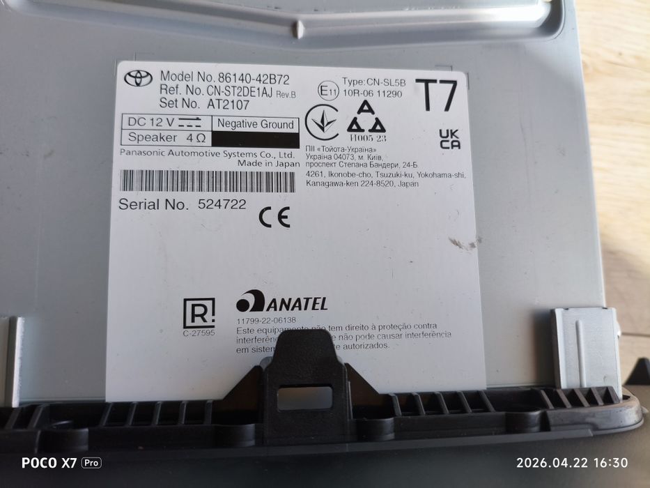 Radio Toyota 8614-42B72 Panasonic