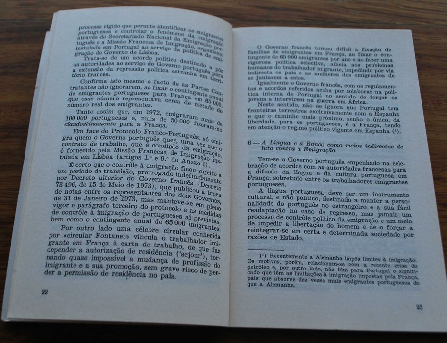 A Emigração Portuguesa em França de J. A. Pires de Lima 1º Edição 1974