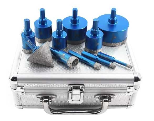Otwornice diamentowe do gresu 11 elementów BRSCHNITT + walizka