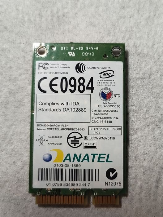 Karta Wi-Fi Broadcom BRCM 1034, 802.11B,802.11G