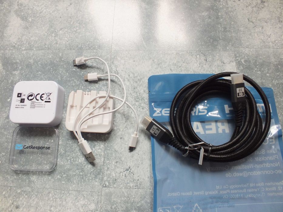 zestaw 2szt. przejściówka, kabel HDMI 4K High Speed 2m  pleciony NOWE