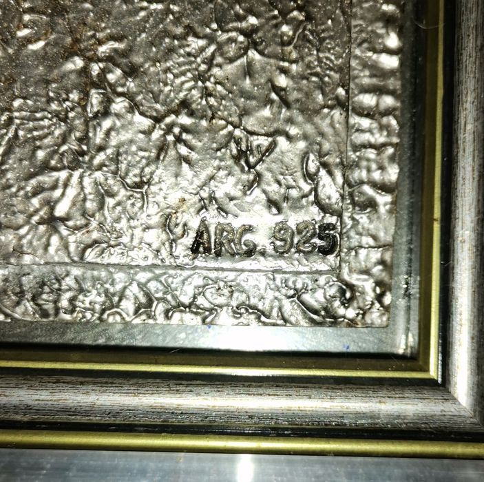 Quadro em PRATA ARG 925 - Mãe de Jesus, com moldura em talha de madeir