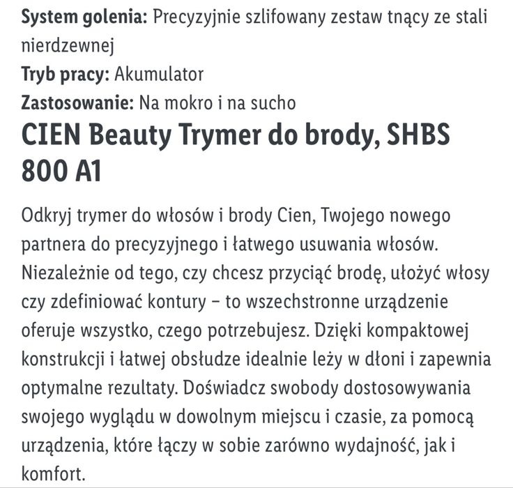 Nowy trymer do włosów i brody Cien